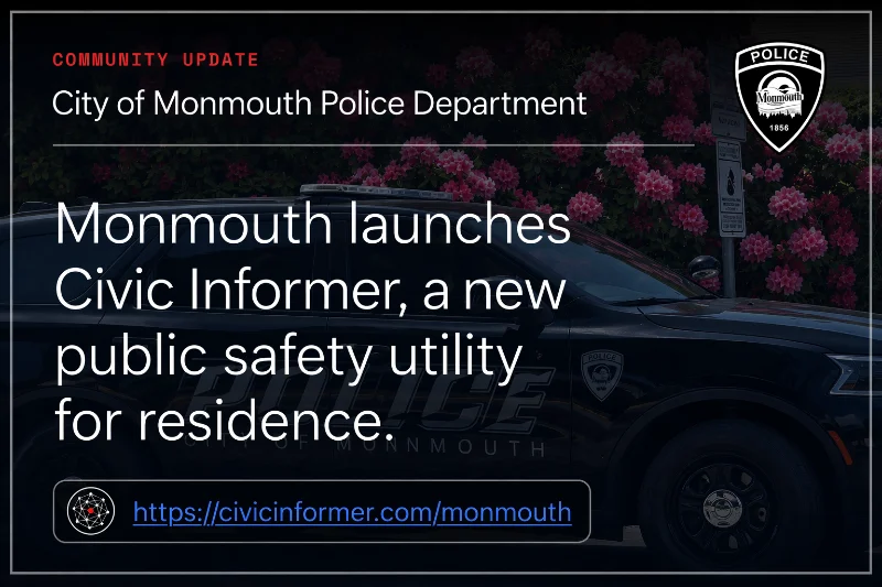 Monmouth Oregon launches Civic Informer, a new public safety utility for residents